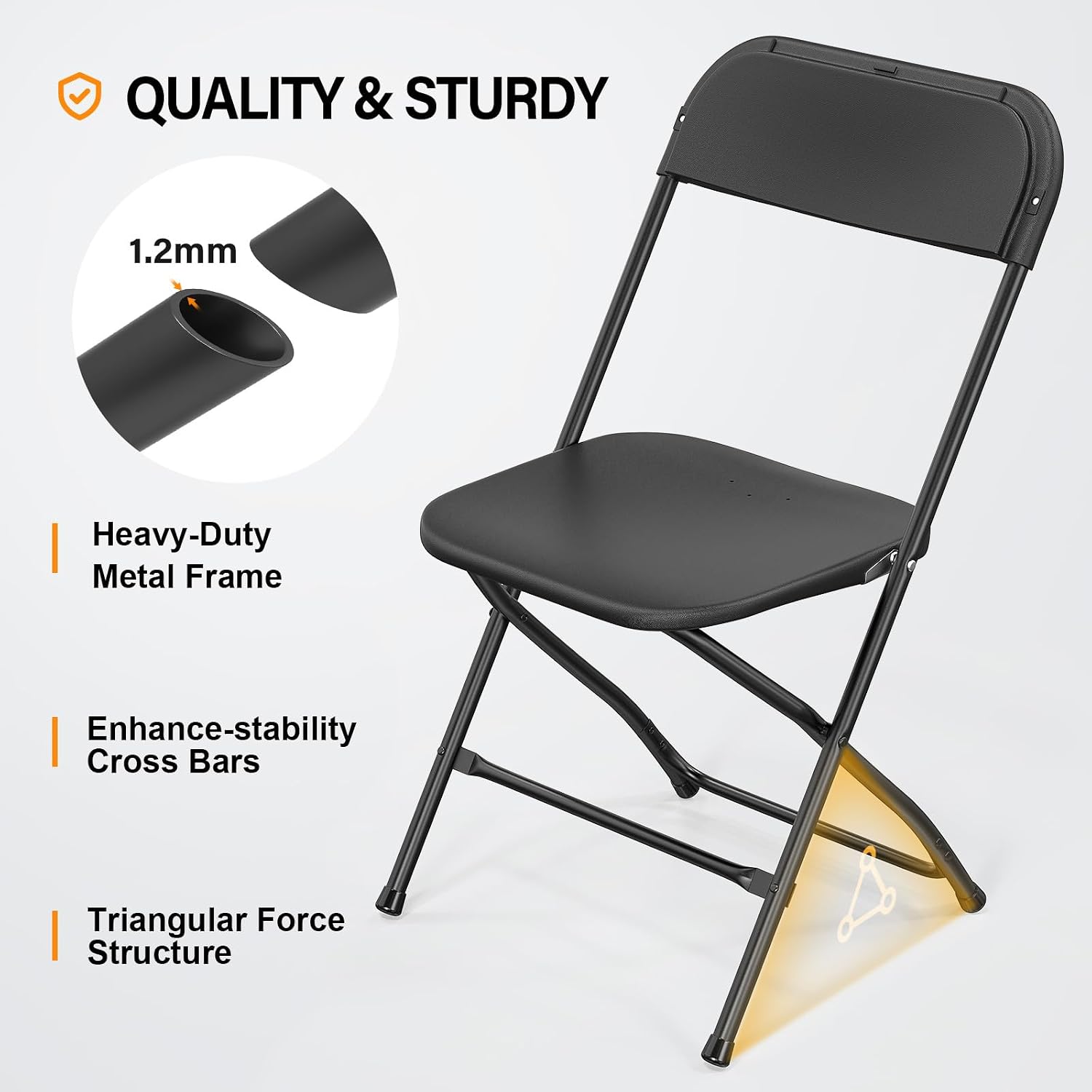 Folding chair, Black plastic